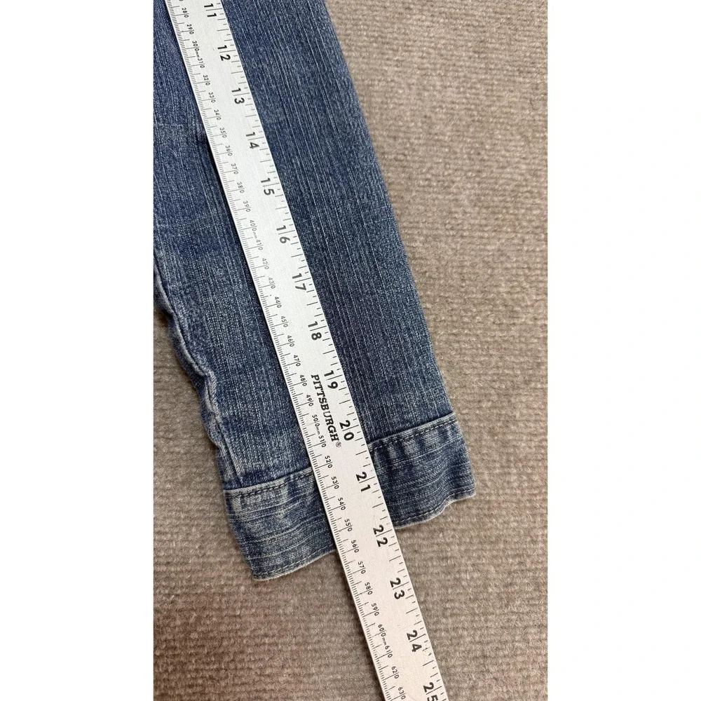 Vintage Gap Kids Denim Jacket Youth XXL 14-16 Blue Rainbow Stripe Knit Lined Y2K